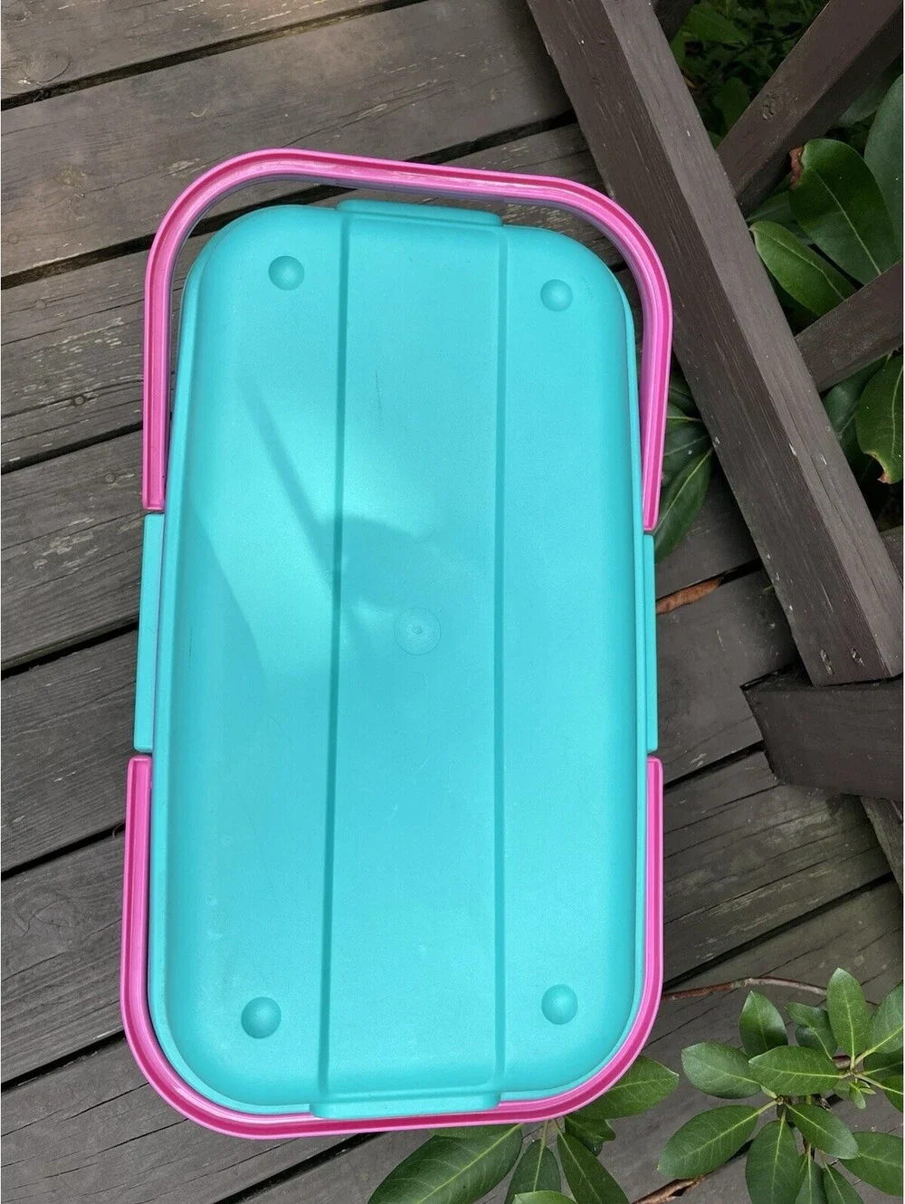 Eagle Storage Sewing Organizer Tote Bin Teal Purple Pink Vintage 90s + 2 Inserts
